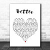 Tom Baxter Better White Heart Song Lyric Poster Print Tom Baxter Better White Heart Song Lyric Poster Print