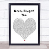 Zara Larsson Never Forget You White Heart Song Lyric Poster Print