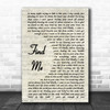 Boyce Avenue Find Me Vintage Script Song Lyric Poster Print