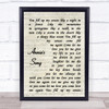 John Denver Annie's Song Vintage Script Song Lyric Poster Print