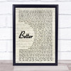 Khalid Better Vintage Script Song Lyric Poster Print