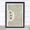 Lifehouse You And Me Vintage Script Song Lyric Poster Print
