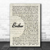 Mighty Oaks Brother Vintage Script Song Lyric Poster Print