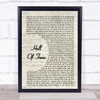 The Script Hall Of Fame Vintage Script Song Lyric Poster Print