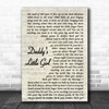 The Shires Daddy's Little Girl Vintage Script Song Lyric Poster Print