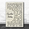 UB40 Come Back Darling Vintage Script Song Lyric Poster Print