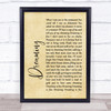 Blondie Dreaming Rustic Script Song Lyric Poster Print