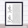 Josh Groban February Song Rustic Script Song Lyric Poster Print