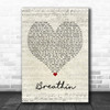 Ariana Grande Breathin Script Heart Song Lyric Poster Print