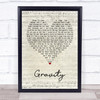 Embrace Gravity Script Heart Song Lyric Poster Print