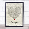 Florence + The Machine Hunger Script Heart Song Lyric Poster Print