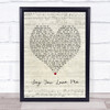 Jessie Ware Say You Love Me Script Heart Song Lyric Poster Print