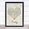 Lionel Richie Truly Script Heart Song Lyric Poster Print