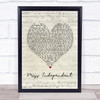 Ne-Yo Miss Independent Script Heart Song Lyric Poster Print