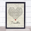 Ray LaMontagne Trouble Script Heart Song Lyric Poster Print