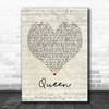 Shawn Mendes Queen Script Heart Song Lyric Poster Print