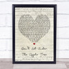 The Andrews Sisters Don't sit under the Apple tree Script Heart Song Lyric Poster Print