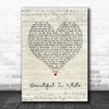 Westlife Beautiful In White Script Heart Song Lyric Poster Print