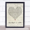 Westlife Beautiful In White Script Heart Song Lyric Poster Print