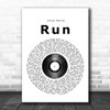 Snow Patrol Run Vinyl Record Song Lyric Poster Print