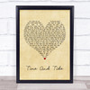 Basia Time And Tide Vintage Heart Song Lyric Poster Print