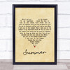 Calvin Harris Summer Vintage Heart Song Lyric Poster Print