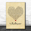 Oasis Whatever Vintage Heart Song Lyric Poster Print