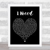 Maverick Sabre I Need Black Heart Song Lyric Music Wall Art Print