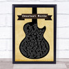 Merrymouth Sweetest Words Black Guitar Song Lyric Music Poster Print