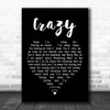 Patsy Cline Crazy Black Heart Song Lyric Music Wall Art Print