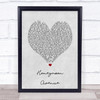 Ariana Grande Honeymoon Avenue Grey Heart Song Lyric Music Poster Print