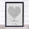 Michael Buble I Believe In You Grey Heart Song Lyric Music Poster Print