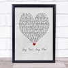 Lionel Richie Say You, Say Me Grey Heart Song Lyric Music Poster Print