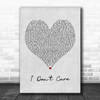 Ed Sheeran & Justin Bieber I Don't Care Grey Heart Song Lyric Music Poster Print