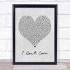 Ed Sheeran & Justin Bieber I Don't Care Grey Heart Song Lyric Music Poster Print