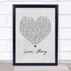 Johnny Mathis Love Story Grey Heart Song Lyric Music Poster Print