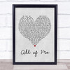 Mr. Blake All of Me Grey Heart Song Lyric Music Poster Print