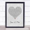 James TW You & Me Grey Heart Song Lyric Music Poster Print