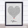 Taylor Swift Fifteen Grey Heart Song Lyric Music Poster Print