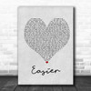 5 Seconds Of Summer Easier Grey Heart Song Lyric Music Poster Print