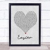 5 Seconds Of Summer Easier Grey Heart Song Lyric Music Poster Print