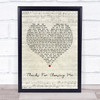 Lucy Spraggan Thanks For Choosing Me Script Heart Song Lyric Music Poster Print