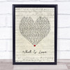 Haddaway What Is Love Script Heart Song Lyric Music Poster Print