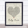 Bob Marley Only Once Script Heart Song Lyric Music Poster Print