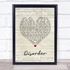 Joy Division Disorder Script Heart Song Lyric Music Poster Print