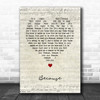 Julian Lennon Because Script Heart Song Lyric Music Poster Print