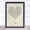 Pink Try Script Heart Song Lyric Music Poster Print