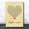 Steve Winwood Higher Love Vintage Heart Song Lyric Music Poster Print