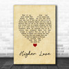 Three Legged Fox Higher Love Vintage Heart Song Lyric Music Poster Print