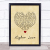Three Legged Fox Higher Love Vintage Heart Song Lyric Music Poster Print